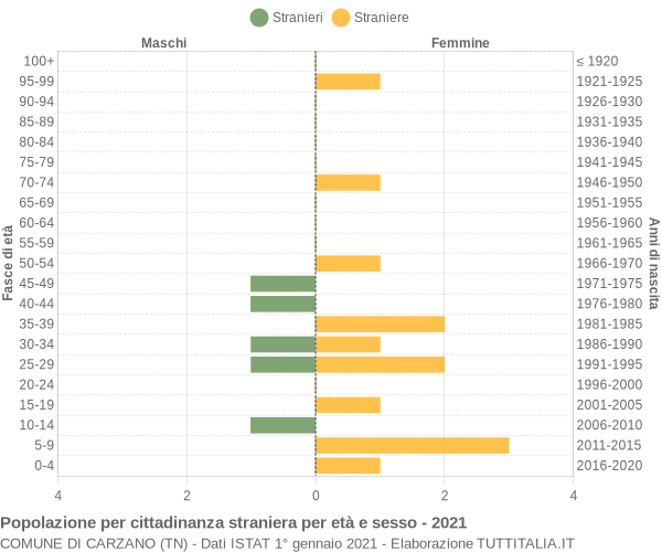 Grafico cittadini stranieri - Carzano 2021