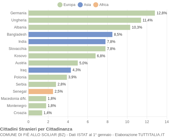 Grafico cittadinanza stranieri - Fiè allo Sciliar 2011