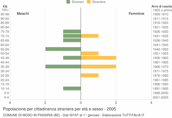 Grafico cittadini stranieri - Moso in Passiria 2005