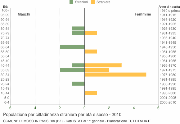 Grafico cittadini stranieri - Moso in Passiria 2010