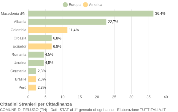 Grafico cittadinanza stranieri - Pelugo 2004