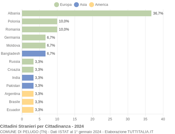 Grafico cittadinanza stranieri - Pelugo 2024