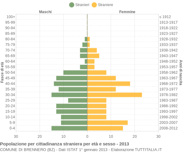 Grafico cittadini stranieri - Brennero 2013