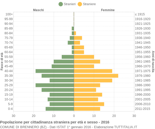 Grafico cittadini stranieri - Brennero 2016