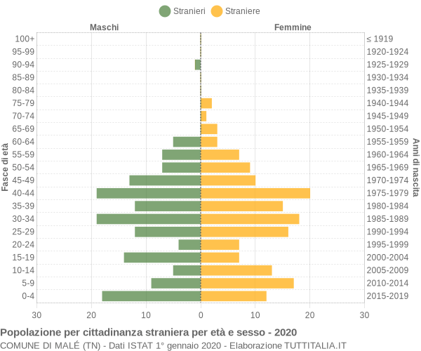 Grafico cittadini stranieri - Malé 2020