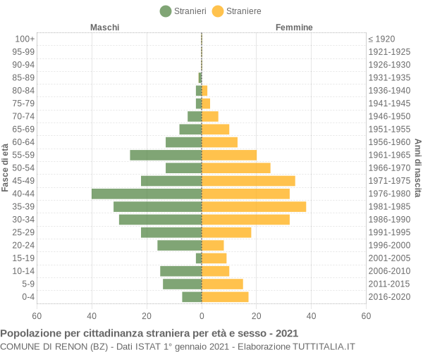 Grafico cittadini stranieri - Renon 2021