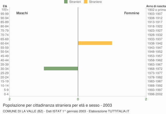 Grafico cittadini stranieri - La Valle 2003