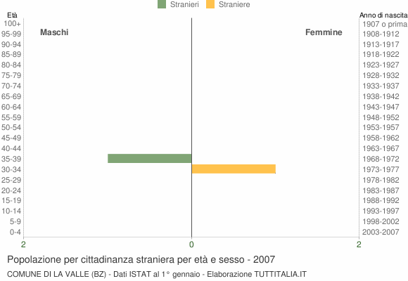 Grafico cittadini stranieri - La Valle 2007