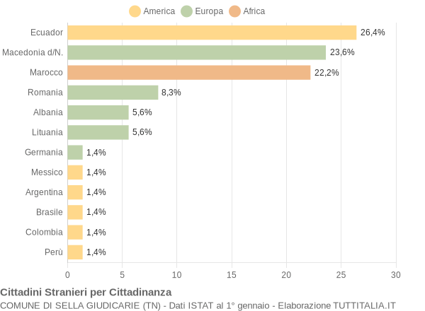 Grafico cittadinanza stranieri - Sella Giudicarie 2007