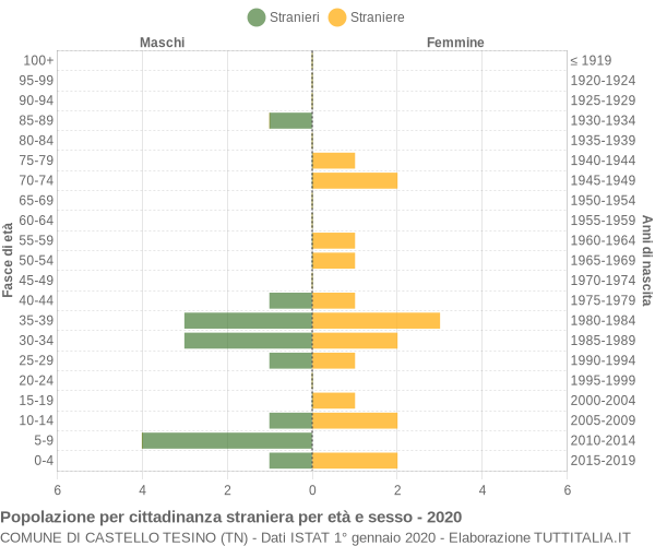 Grafico cittadini stranieri - Castello Tesino 2020