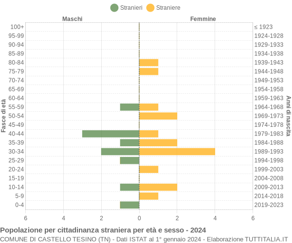 Grafico cittadini stranieri - Castello Tesino 2024