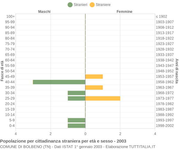 Grafico cittadini stranieri - Bolbeno 2003