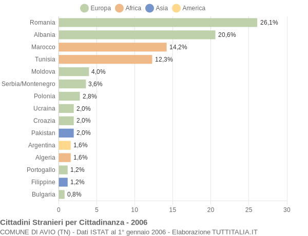 Grafico cittadinanza stranieri - Avio 2006