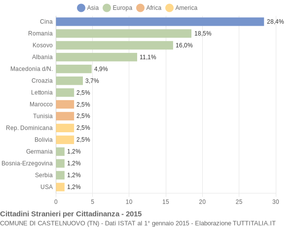 Grafico cittadinanza stranieri - Castelnuovo 2015