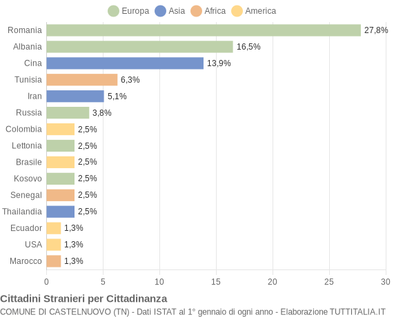 Grafico cittadinanza stranieri - Castelnuovo 2022