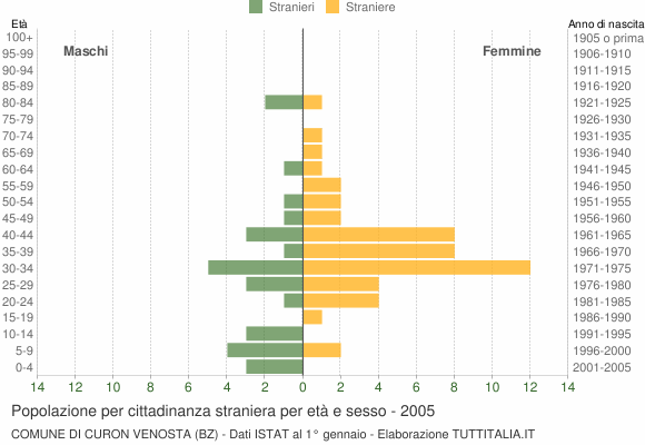 Grafico cittadini stranieri - Curon Venosta 2005