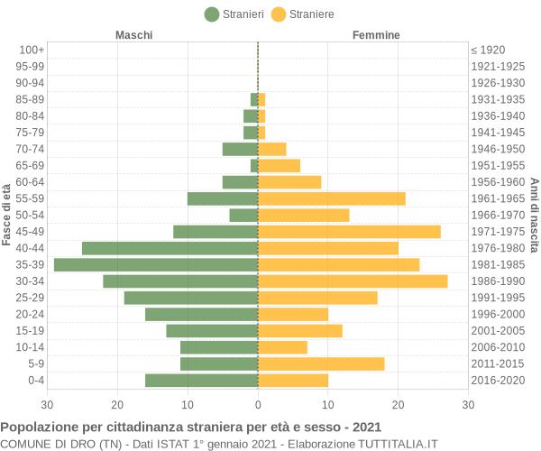 Grafico cittadini stranieri - Dro 2021