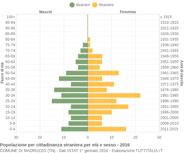 Grafico cittadini stranieri - Madruzzo 2016