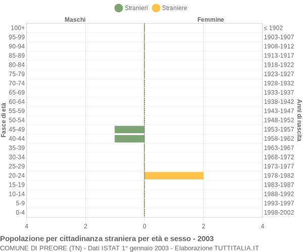 Grafico cittadini stranieri - Preore 2003