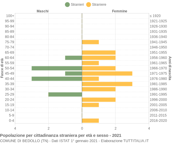 Grafico cittadini stranieri - Bedollo 2021