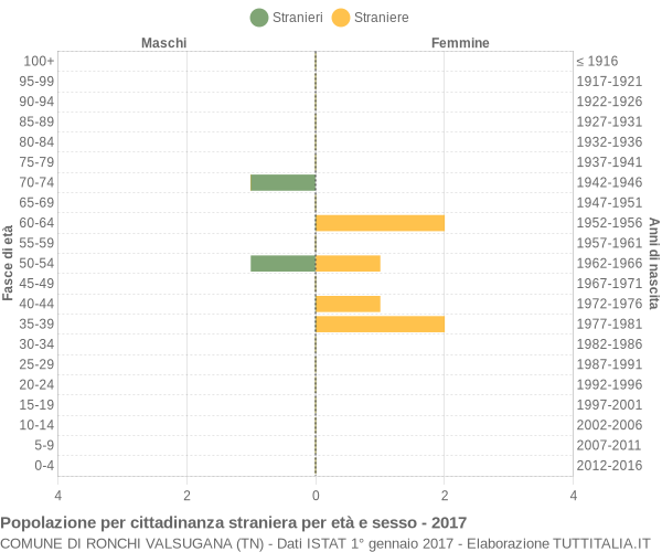 Grafico cittadini stranieri - Ronchi Valsugana 2017