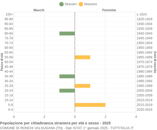 Grafico cittadini stranieri - Ronchi Valsugana 2025