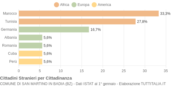Grafico cittadinanza stranieri - San Martino in Badia 2006