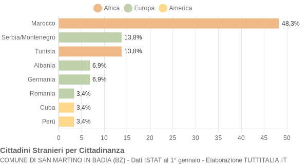 Grafico cittadinanza stranieri - San Martino in Badia 2007