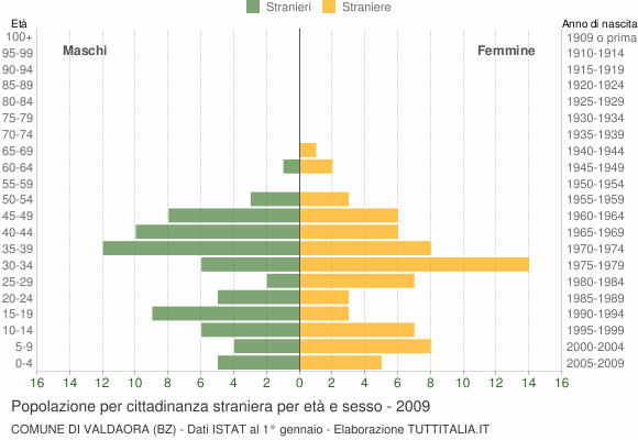 Grafico cittadini stranieri - Valdaora 2009