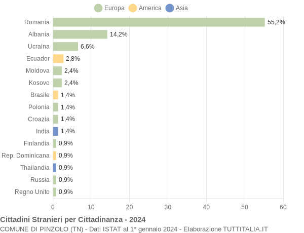 Grafico cittadinanza stranieri - Pinzolo 2024