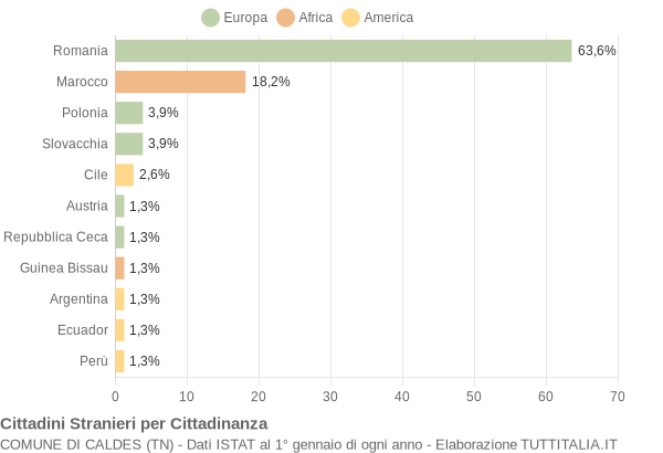 Grafico cittadinanza stranieri - Caldes 2009