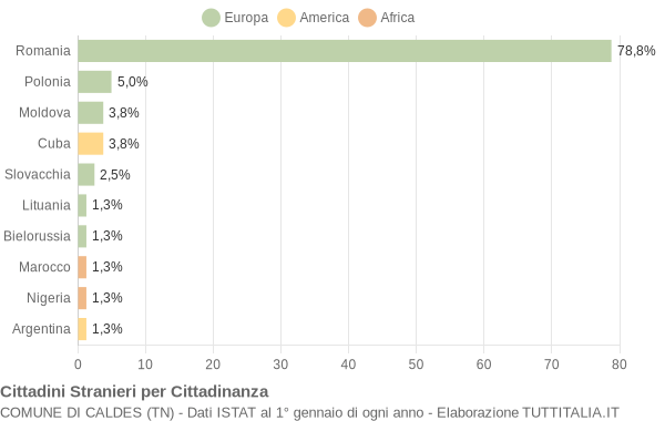 Grafico cittadinanza stranieri - Caldes 2019