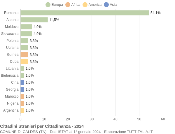 Grafico cittadinanza stranieri - Caldes 2024