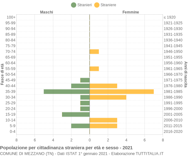 Grafico cittadini stranieri - Mezzano 2021