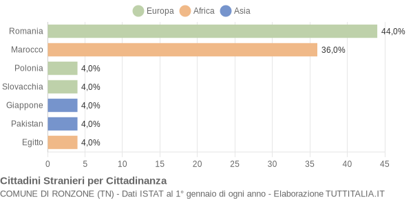 Grafico cittadinanza stranieri - Ronzone 2008