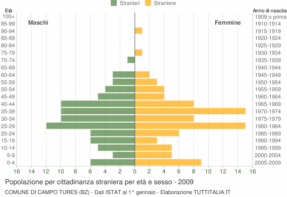 Grafico cittadini stranieri - Campo Tures 2009