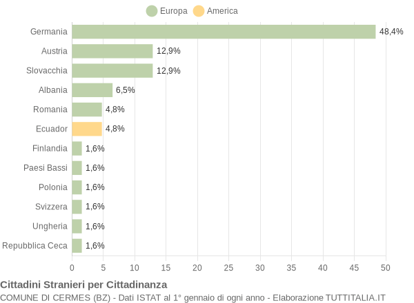 Grafico cittadinanza stranieri - Cermes 2010