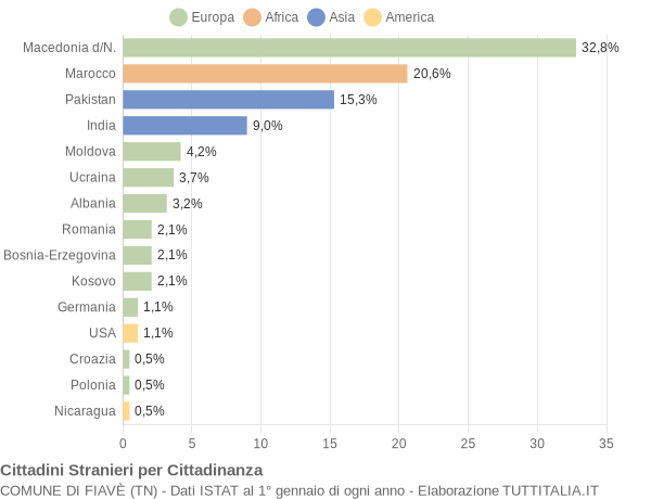 Grafico cittadinanza stranieri - Fiavè 2013