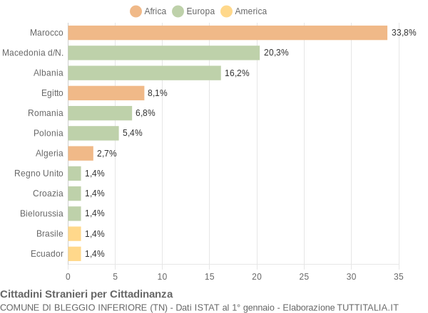 Grafico cittadinanza stranieri - Bleggio Inferiore 2004