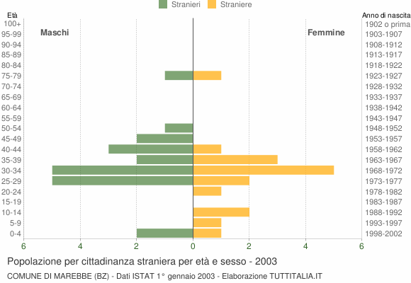 Grafico cittadini stranieri - Marebbe 2003