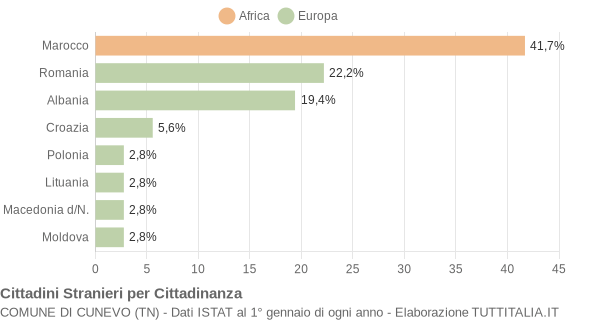 Grafico cittadinanza stranieri - Cunevo 2008