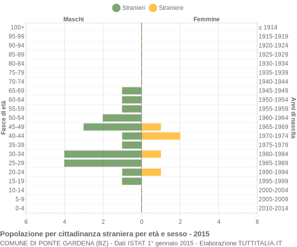 Grafico cittadini stranieri - Ponte Gardena 2015