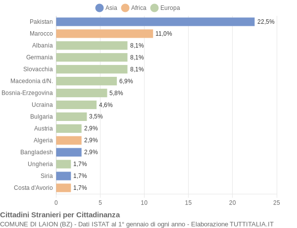 Grafico cittadinanza stranieri - Laion 2019