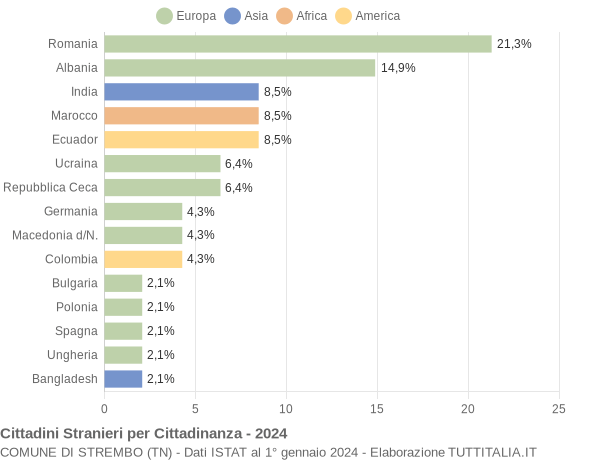 Grafico cittadinanza stranieri - Strembo 2024