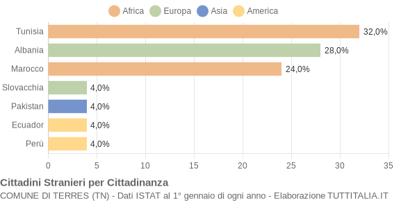 Grafico cittadinanza stranieri - Terres 2004