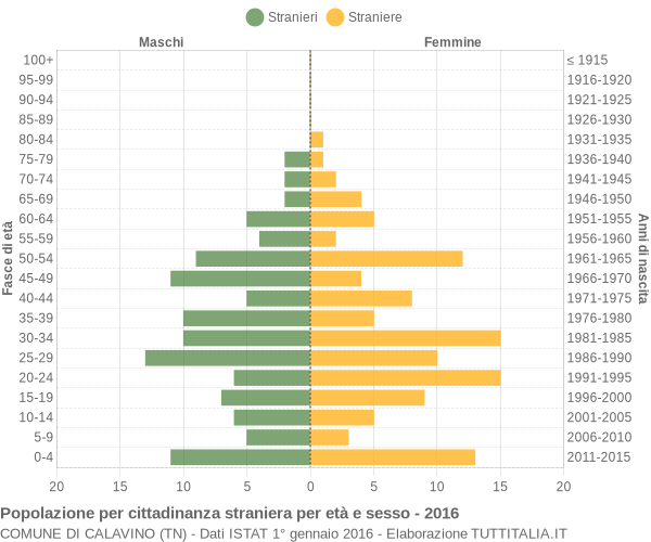 Grafico cittadini stranieri - Calavino 2016