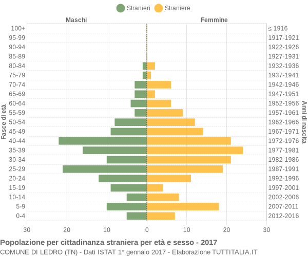 Grafico cittadini stranieri - Ledro 2017