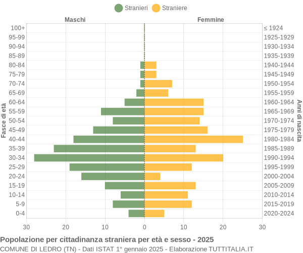 Grafico cittadini stranieri - Ledro 2025