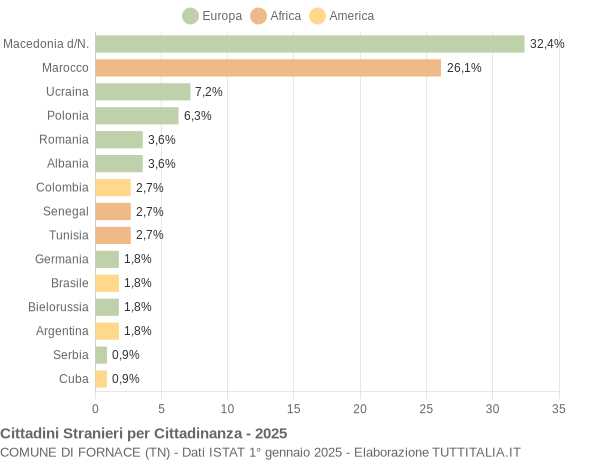 Grafico cittadinanza stranieri - Fornace 2025