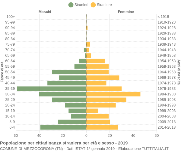 Grafico cittadini stranieri - Mezzocorona 2019